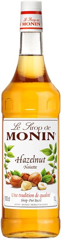 Monin Hazelnut Syrup In Glass Bottle, 1 Litre