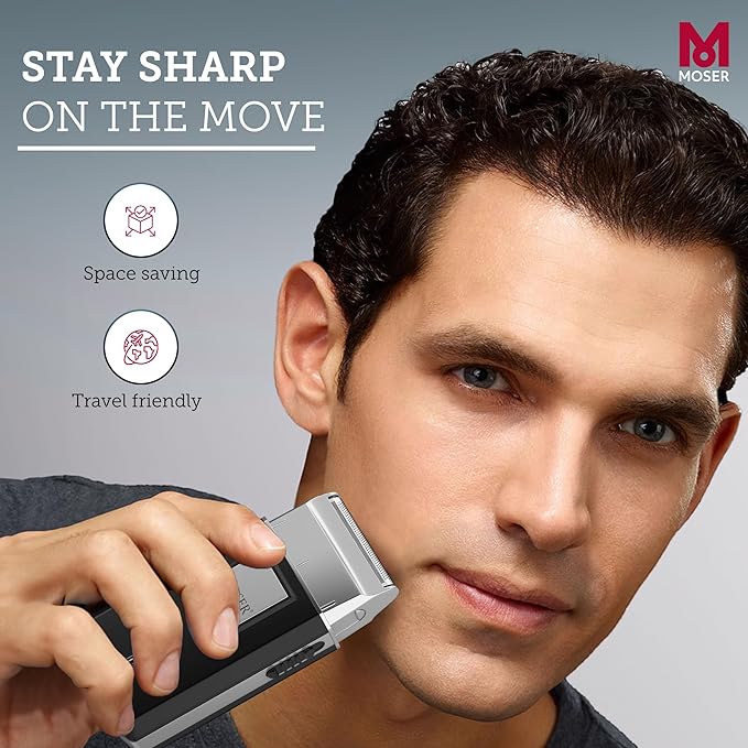 Moser Mobile Best Electric Shaver Cordless Shaver 3615-0052, Black/Silver