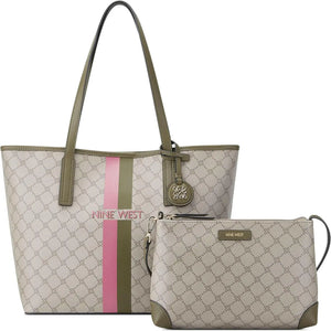 NINE WEST Delaine 2 in 1 Tote, Beige Logomilitary in UAE