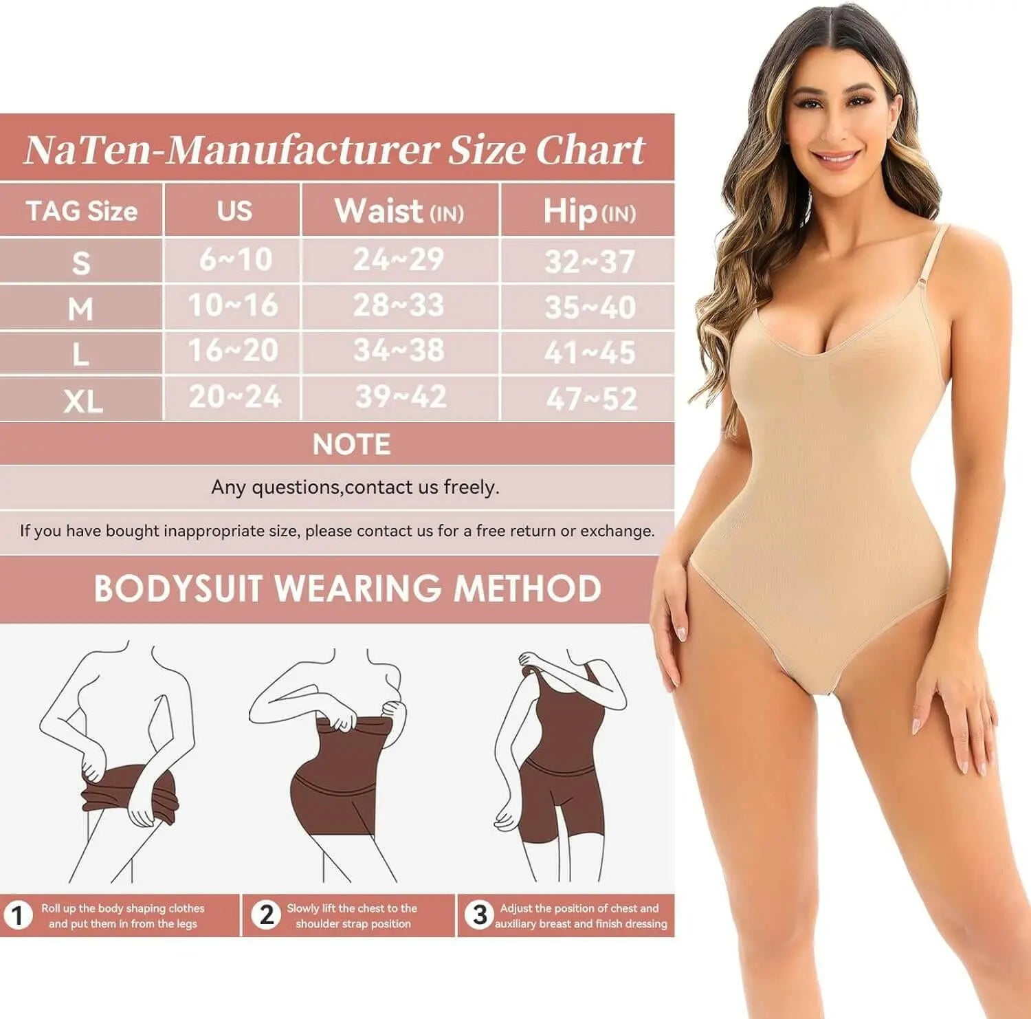 NaTen Bodysuit Shapewear Tummy Control Body shaper for Women Full Body Slimming Seamless Underwear