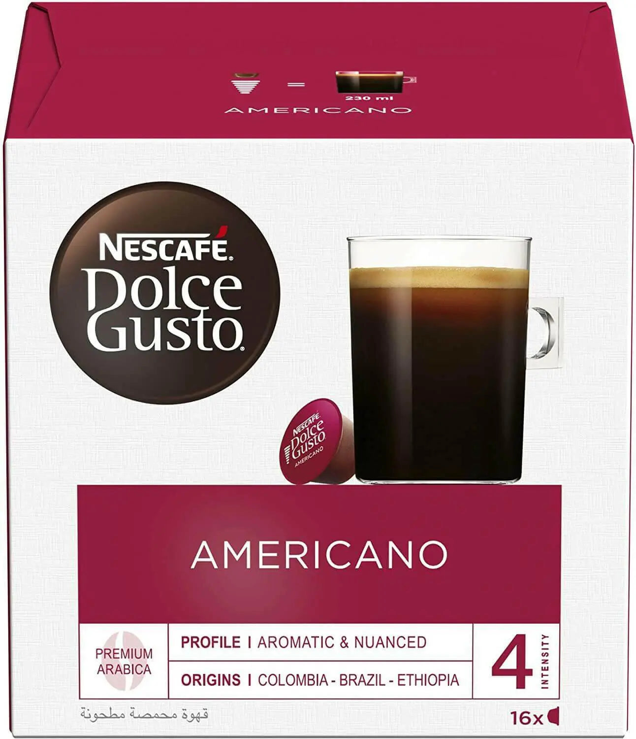Nescafe Dolce Gusto Café Americano Coffee Capsules, 128g (16 Capsules, 16 Cups)