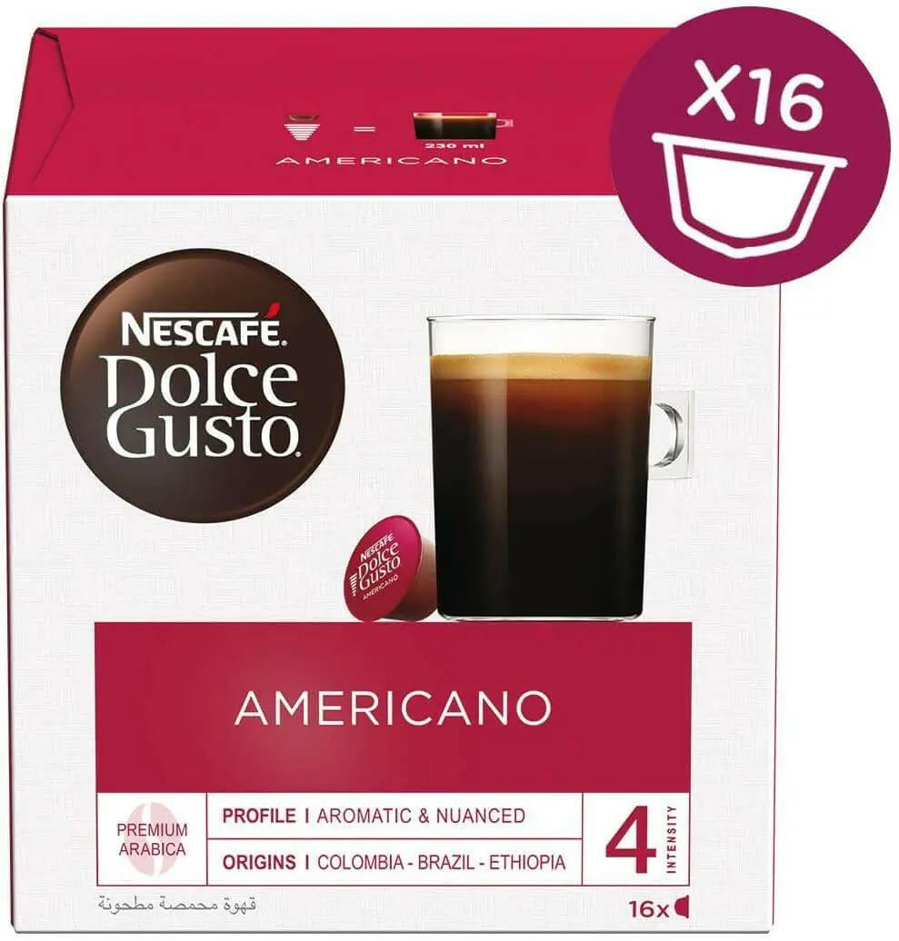 Nescafe Dolce Gusto Café Americano Coffee Capsules, 128g (16 Capsules, 16 Cups)