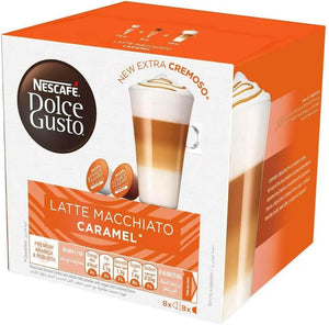 Nescafe Dolce Gusto Caramel Latte Macchiato Coffee Capsules - 16 Capsules, 8 Cups