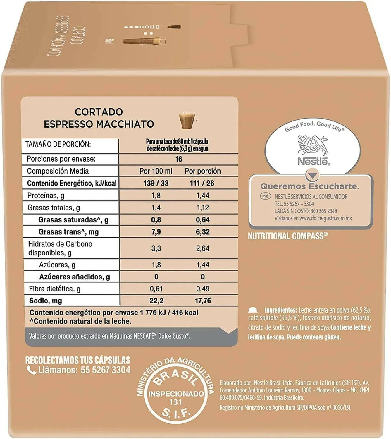 Nescafe Dolce Gusto Cortado Espresso Macchiato - 16 Capsules