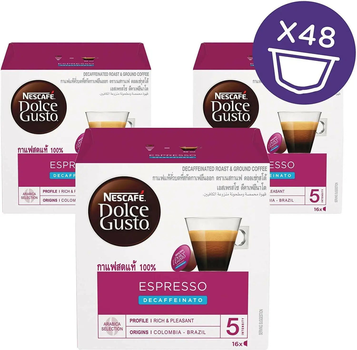 Nescafe Dolce Gusto Espresso Decaf Coffee Capsules (48 Capsules, 48 Cups)