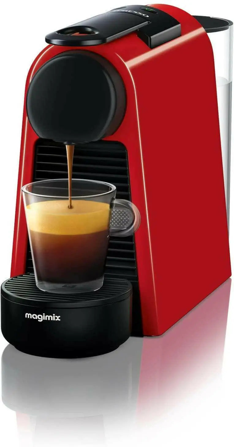 Nespresso Essenza Mini Coffee Machine with Aeroccino, Ruby Red by Magimix