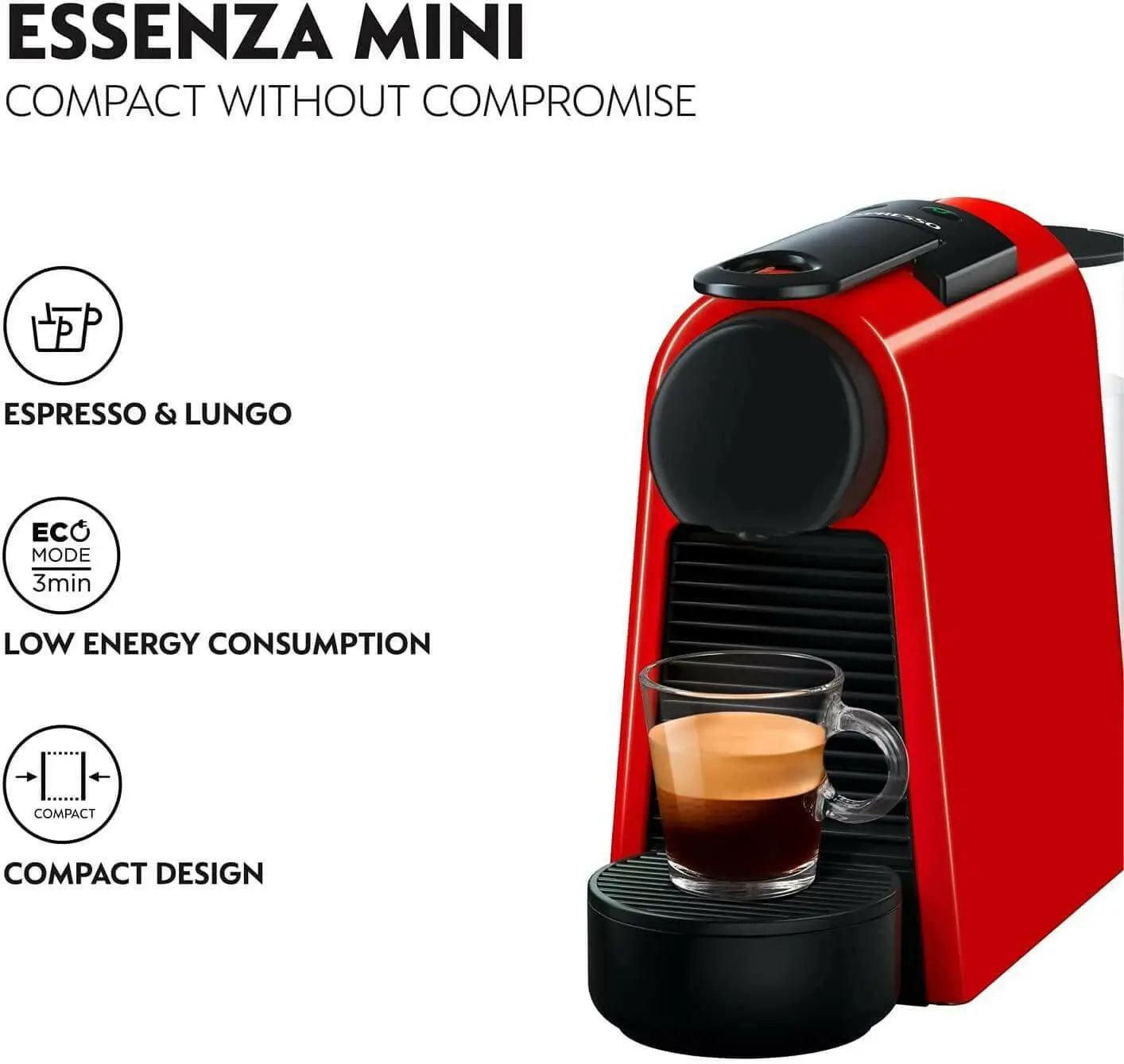 Nespresso Essenza Mini Espresso Coffee Machine - Red