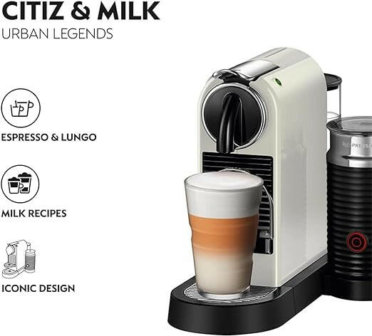 Nespresso Citiz and Milk Coffee Machine, White, D123-ME-WH-NE - UAE Version