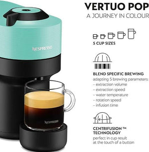 Nespresso Vertuo POP Coffee Machine, Aqua, GCV2-GB-AQ-NE - UAE Version