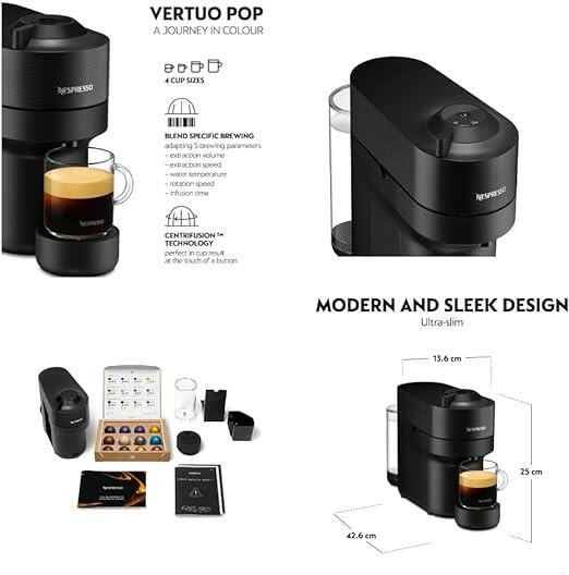 Nespresso Vertuo POP Coffee Machine, Black, GDV2-GB-BK-NE - UAE Version