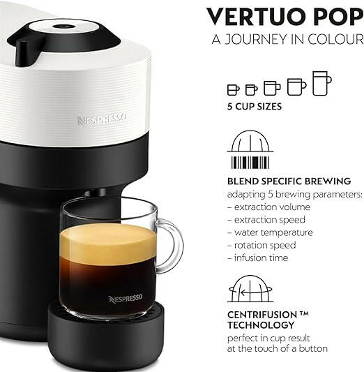 Nespresso Vertuo POP Coffee Machine, White, GCV2-GB-WH-NE - UAE Version