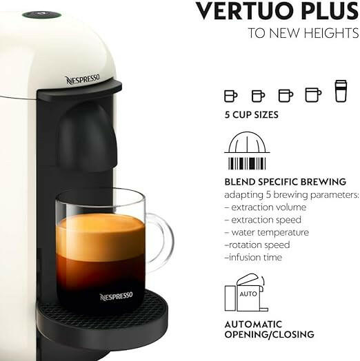 Nespresso Vertuo Plus Coffee Machine, White, GCB2-GB-WH - UAE Version