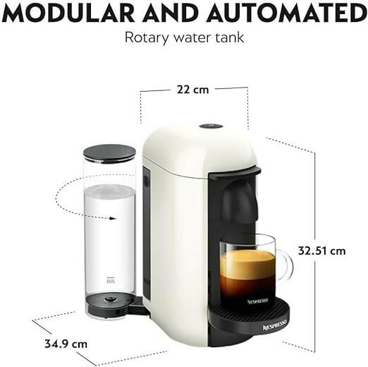 Nespresso Vertuo Plus Coffee Machine, White, GCB2-GB-WH - UAE Version