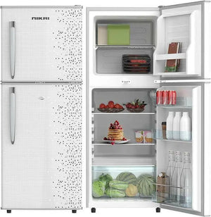 Nikai 170L Double Door Refrigerator with Vegetable Crisper & Adjustable Glass Shelves, Convenient Defrosting & Temperature Control, Ideal for Kitchen