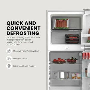 Nikai 170L Double Door Refrigerator with Vegetable Crisper & Adjustable Glass Shelves, Convenient Defrosting & Temperature Control, Ideal for Kitchen