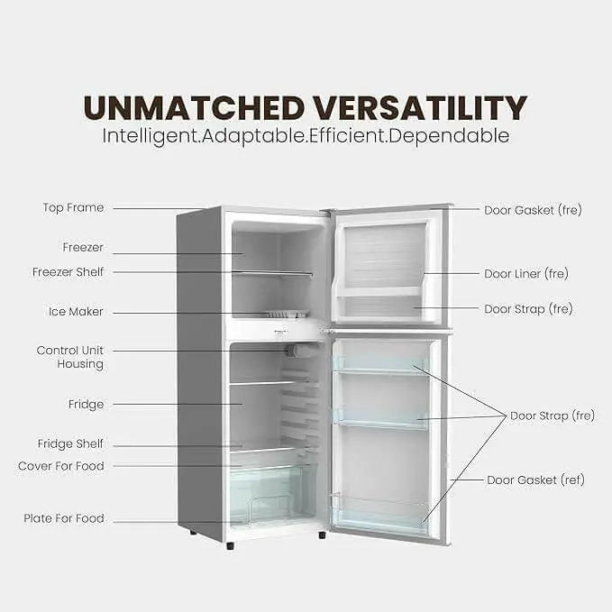 Nikai 170L Double Door Refrigerator with Vegetable Crisper & Adjustable Glass Shelves, Convenient Defrosting & Temperature Control, Ideal for Kitchen