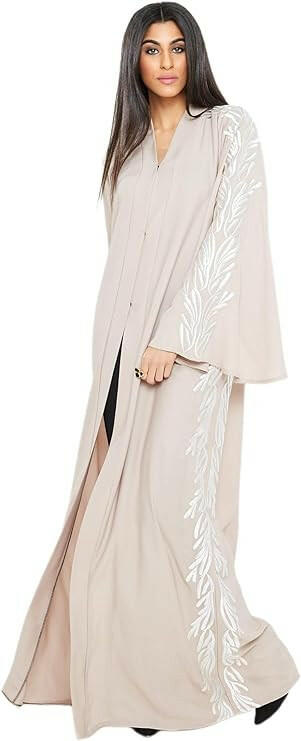 Women's Abaya Made With Fine Fabric, Comes With Matching Hijab Modern - Color Nude