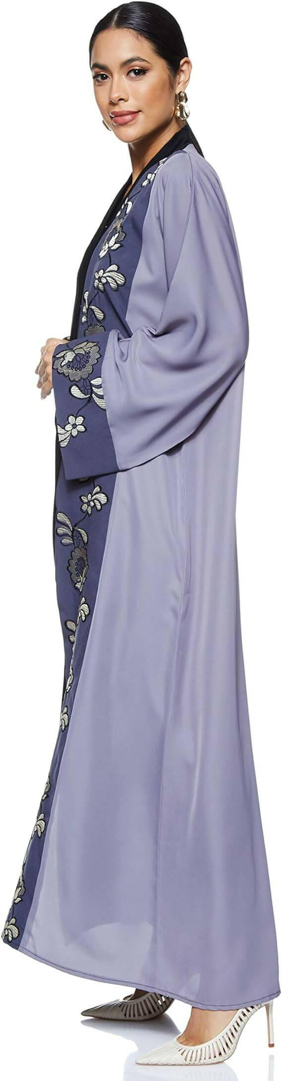 Women's Abaya With Floral Embroidery.Abaya Comes With Matching Hijab Ethnic Wear