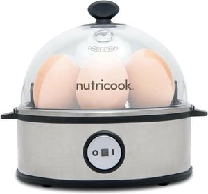 NutriCook Rapid Egg Cooker: 7 Egg Capacity Electric Egg Cooker for Boiled Eggs, Poached Eggs, Scrambled Eggs, or Omelettes with Auto Shut Off Feature