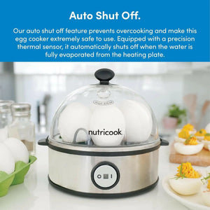 NutriCook Rapid Egg Cooker: 7 Egg Capacity Electric Egg Cooker for Boiled Eggs, Poached Eggs, Scrambled Eggs, or Omelettes with Auto Shut Off Feature