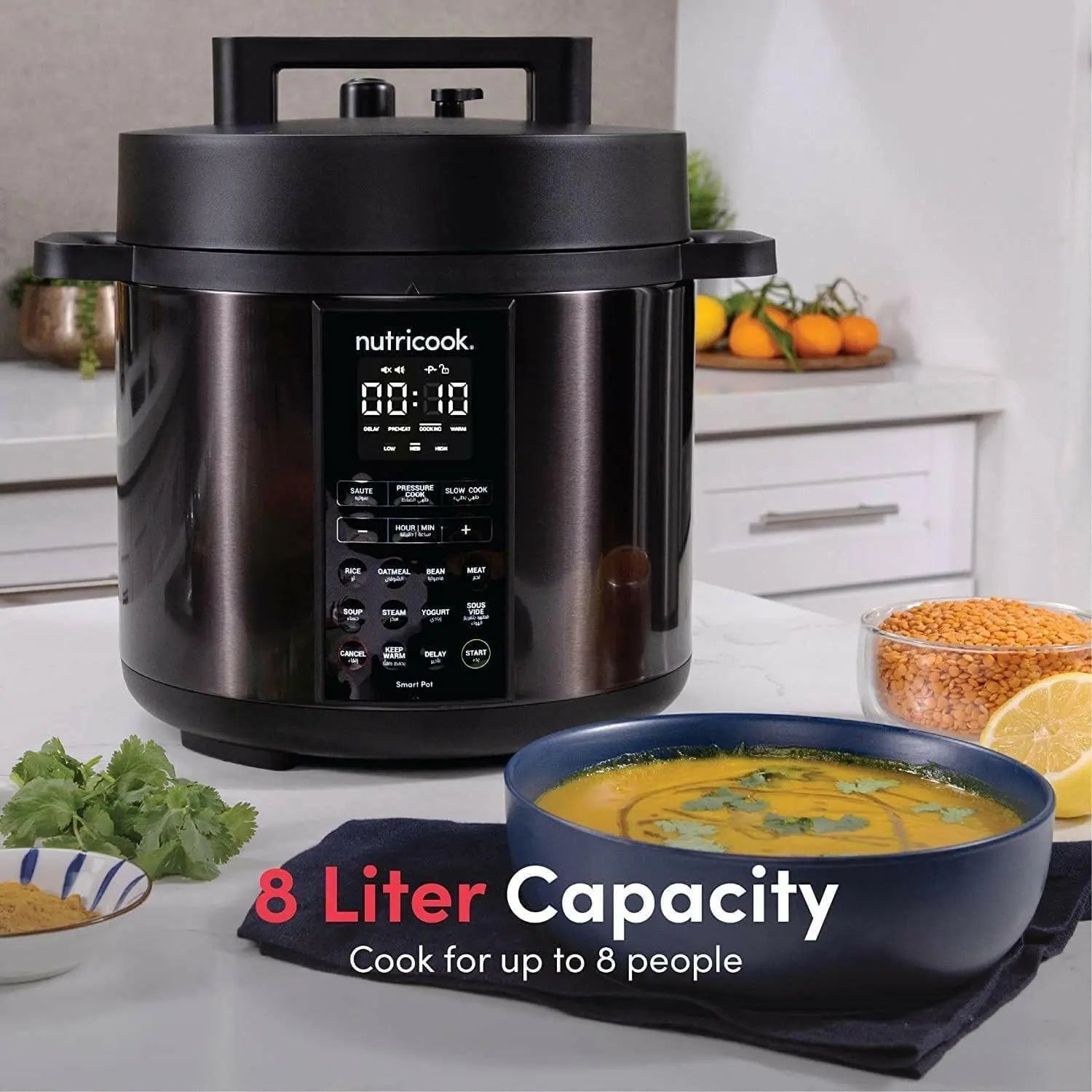 Nutricook Smart Pot 2, 8 Liters, 9 In 1 Electric Pressure Cooker, Slow Cooker, Rice Cooker, Steamer, Sauté Pot, Yogurt Maker & More, 12 Smart Programs