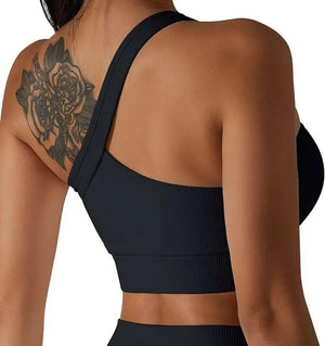 One Shoulder Sports Top Coil-free Sports Bra One Shoulder Bra for Yoga, One Shoulder Tank Top Sexy Cute Large Support