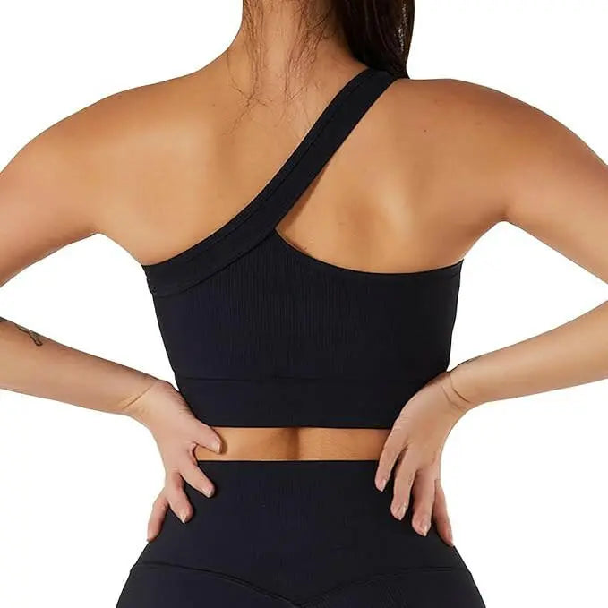 One Shoulder Sports Top Coil-free Sports Bra One Shoulder Bra for Yoga, One Shoulder Tank Top Sexy Cute Large Support