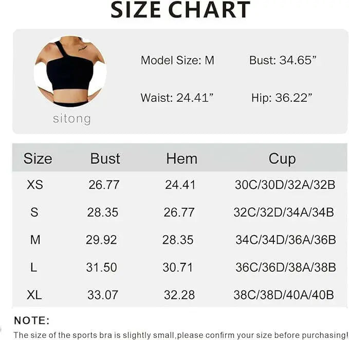 One Shoulder Sports Top Coil-free Sports Bra One Shoulder Bra for Yoga, One Shoulder Tank Top Sexy Cute Large Support