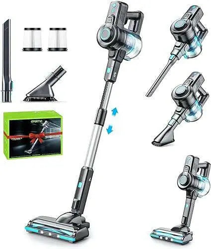Oraimo Stick Vacuum, Cordless Vacuum Cleaner with Self-Standing, Cordless Stick Vacuum with 35 Mins Runtime Detachable Battery, 6 in 1