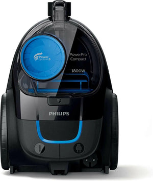 PHILIPS PowerPro Compact black: 1800W, 330W suction power, Power Cyclone 5 technology, integrated brush, HEPA filter, easy to empty dust bucket, 1.5L