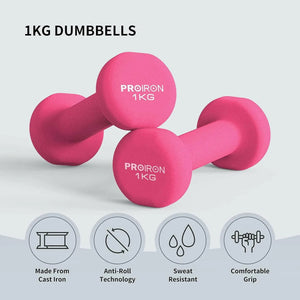 PROIRON Neoprene Dumbbells Weights Exercise & Fitness Dumbbells in 1kg 2kg 3kg Pair