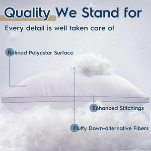 Pillows King Size Set of 2, Bed Pillows for Sleeping, King Pillows 2 Pack for Back, Fluffy Pillows for Bed with Down Alternative, 20" x 34"