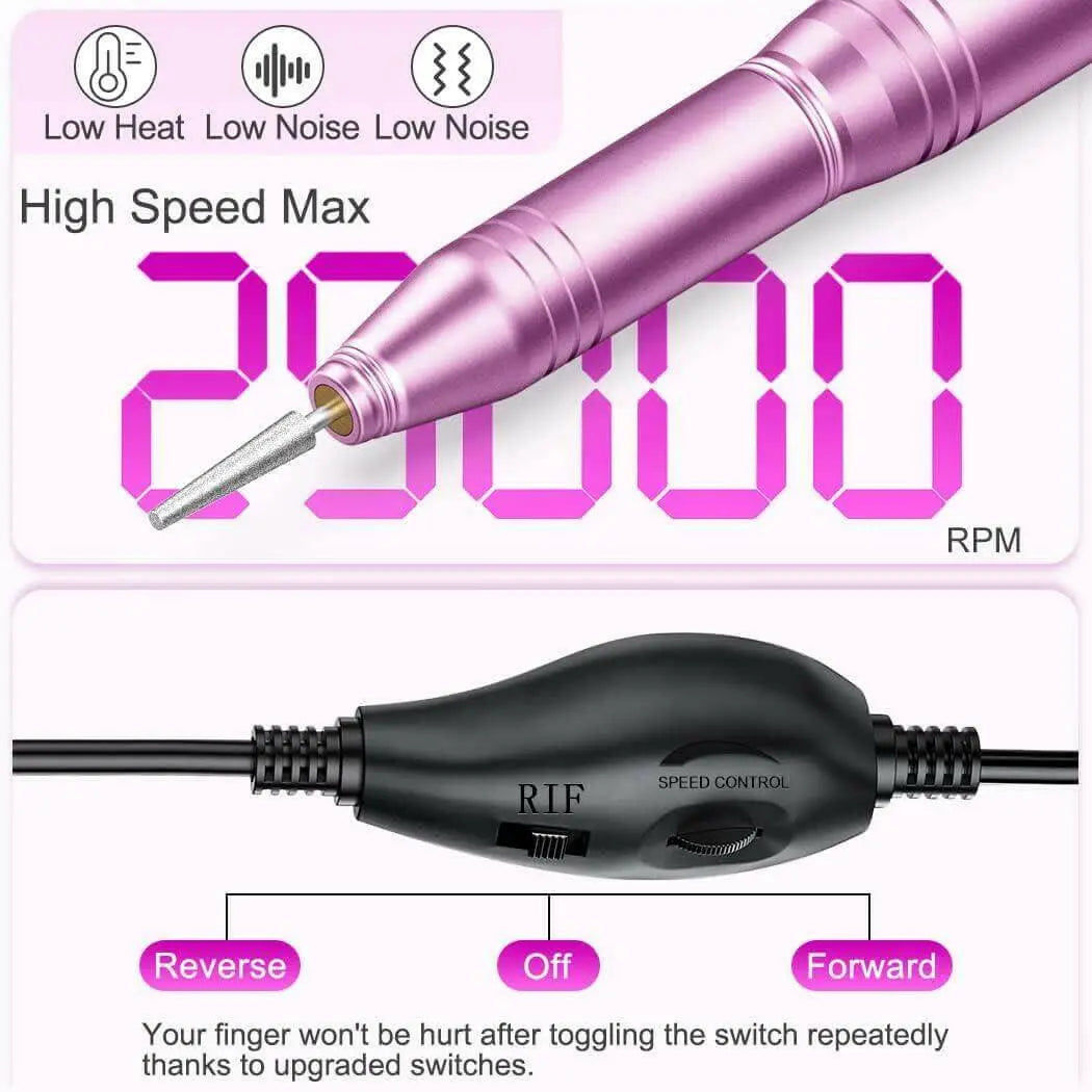 Portable Nail Drill Machine 25000RPM - NAIL GIRLS Pink