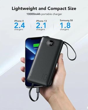 Power Bank USB C 20000mAh,Portable Charger with Built in Cable,PD & QC 22.5W Fast Charging Battery Charger,4 Output 2 Input LED for iPhone,Samsung