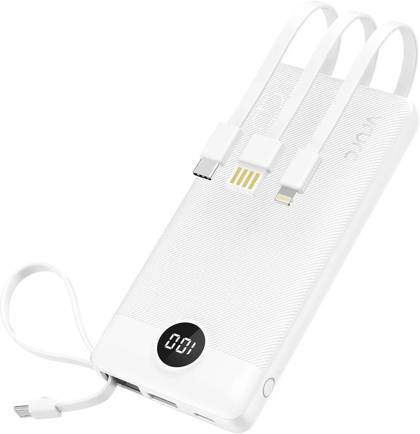 Power Bank USB C 20000mAh,Portable Charger with Built in Cable,PD & QC 22.5W Fast Charging Battery Charger,4 Output 2 Input LED for iPhone,Samsung