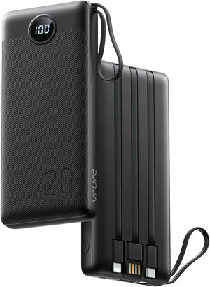 Power Bank USB C 20000mAh,Portable Charger with Built in Cable,PD & QC 22.5W Fast Charging Battery Charger,4 Output 2 Input LED for iPhone,Samsung