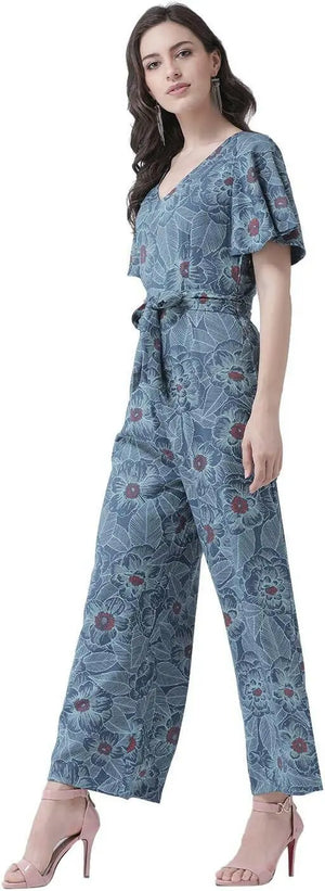 Printed Jumpsuit with Short Sleeves for Women