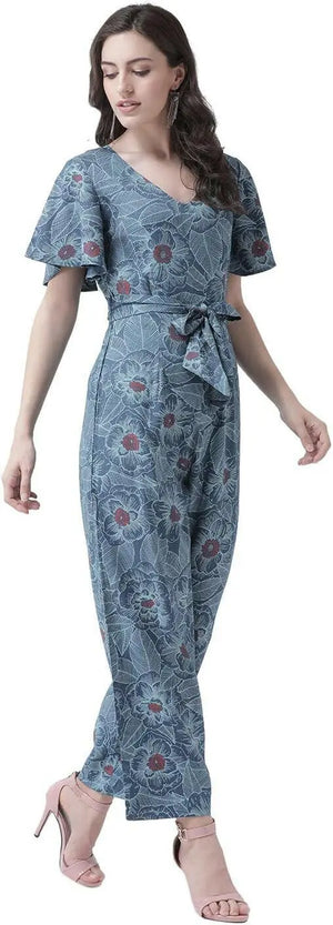Printed Jumpsuit with Short Sleeves for Women