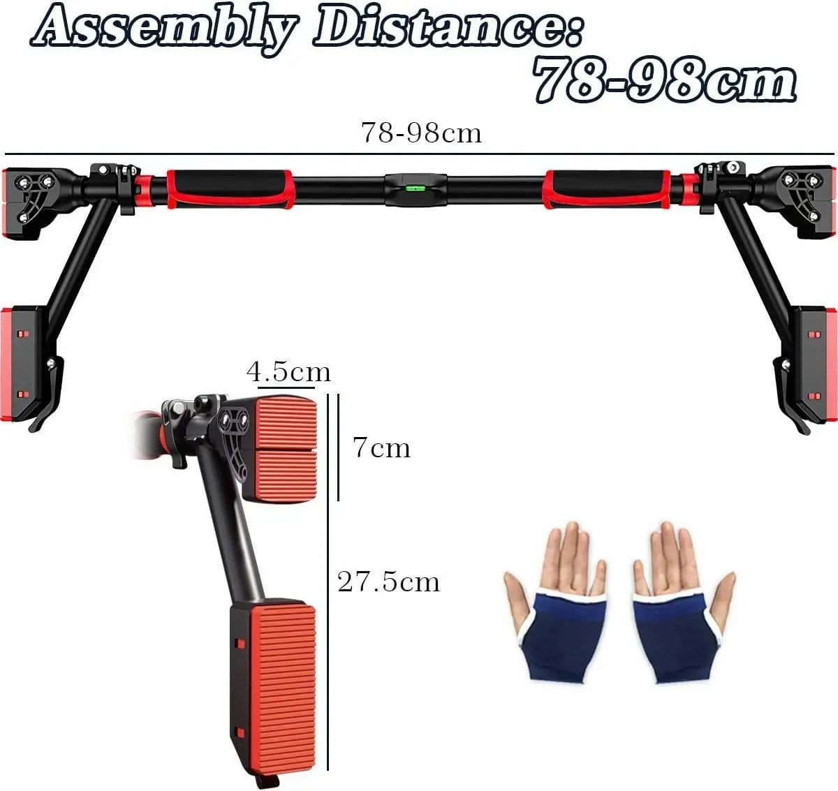 Pull Up Bar Doorway, Door Frame Chin Up Bar with Locking Adjustable Width Upper Body Workout Bar No Screw Wall Mounted Gym System Trainer Non-Slip