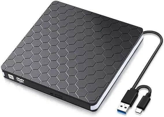 External DVD Drive, USB 3.0 Type-C CD DVD +/-RW Drive USB C