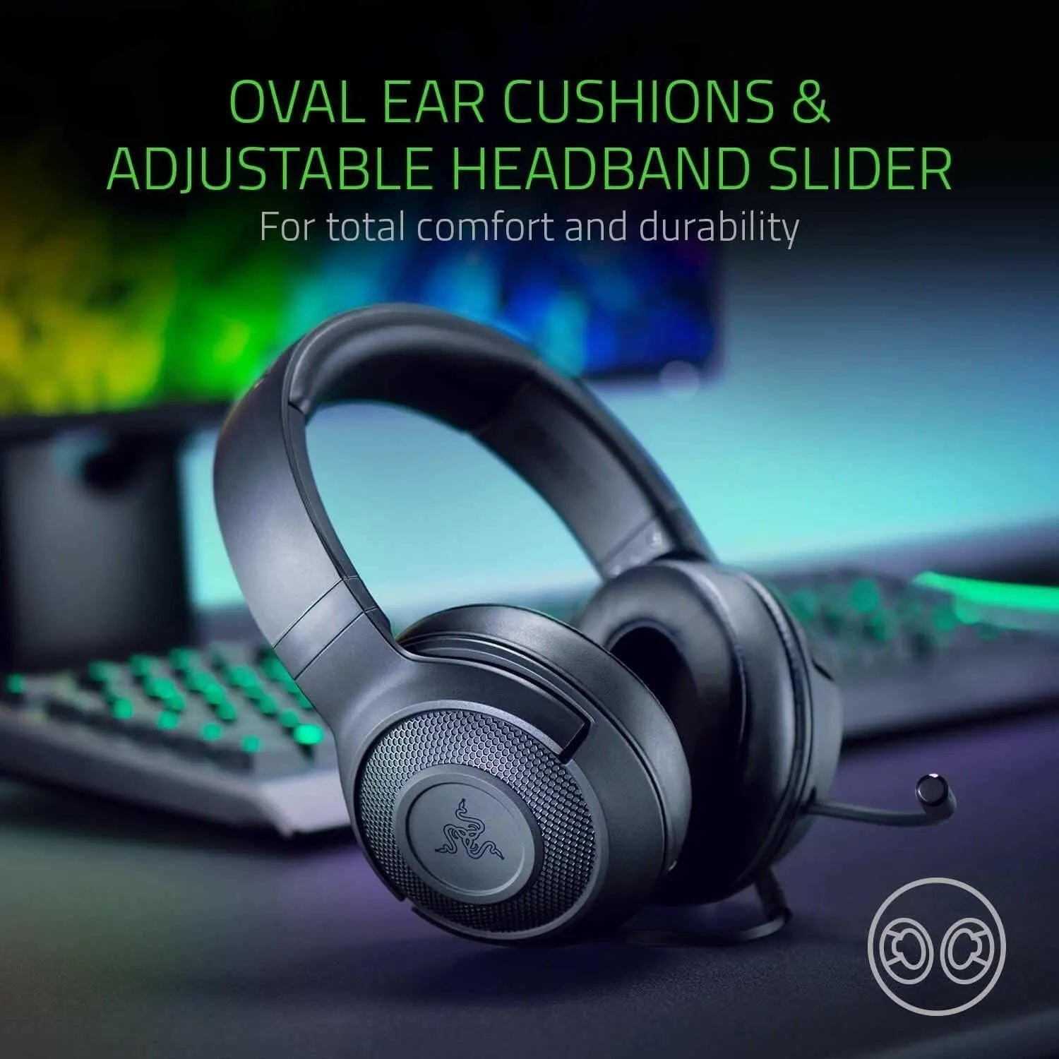 Razer Kraken X Lite Ultralight Gaming Headset: 7.1 Surround Sound - Lightweight Aluminum Frame - Bendable Cardioid Microphone - for PC