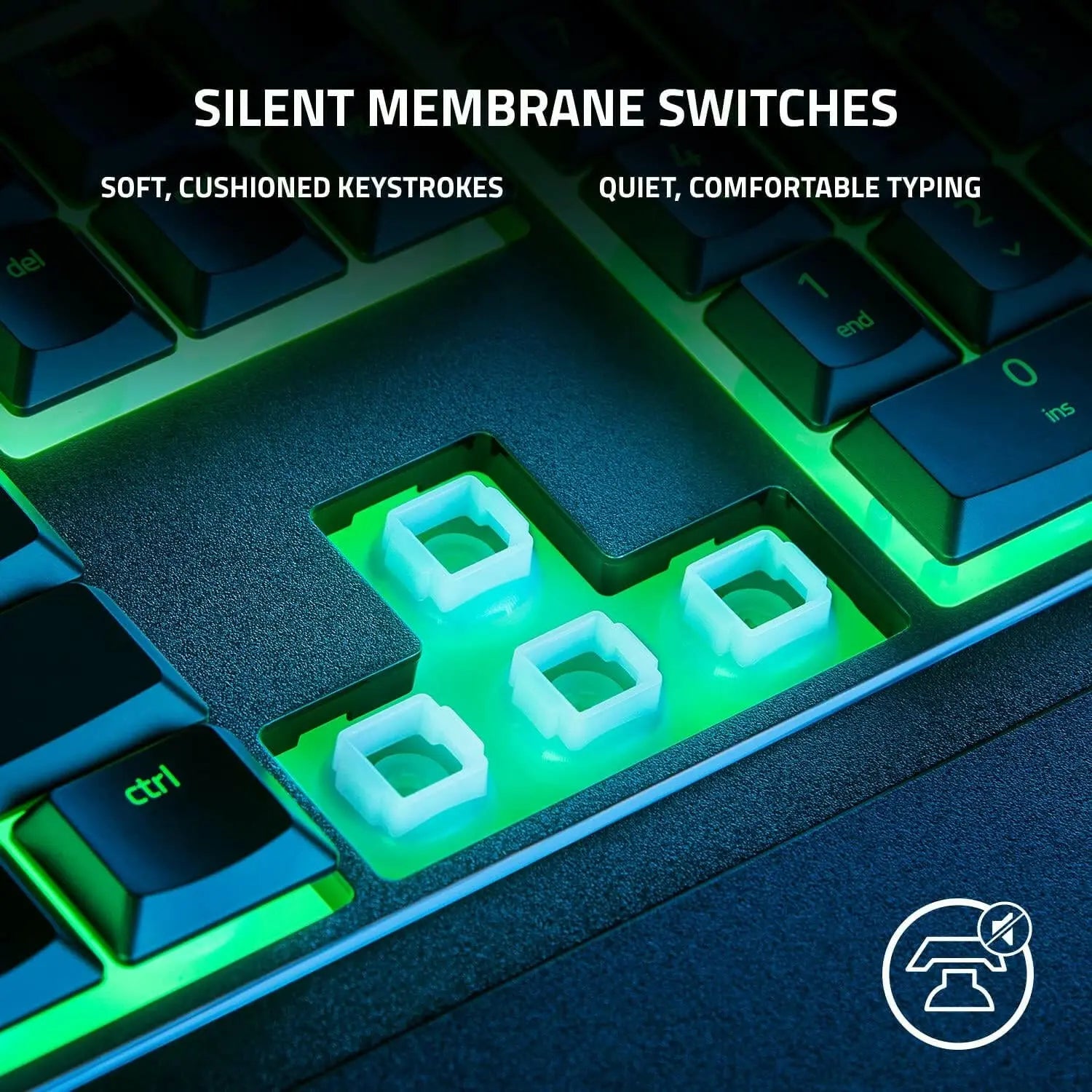 Razer Ornata V3 X Gaming Keyboard - US Layout, Low-Profile Keys, Silent Membrane Switches, UV-Coated Keycaps, Spill Resistant, Chroma RGB Lighting