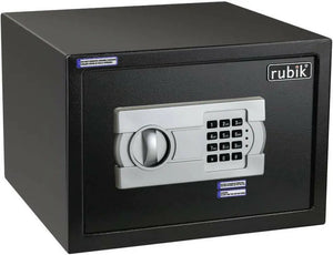 Rubik A4 Document Size Safe Box for Home Office with Key and Pin Code Keypad for Cash Documents Jewelry Passports (25x35x25cm) Black