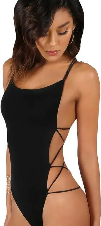 SHEIN Women's Crisscross Strappy Backless Skinny Cami Bodysuit Top