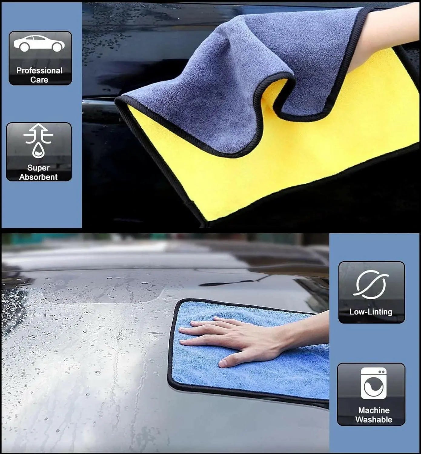 SKY-TOUCH 3pcs Microfiber Car Drying Towel for Car Cleaning and Detailing, Double Sided, Extra Thick Plush Microfiber Towel Lint Super Absorbent