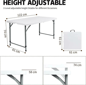SKY-TOUCH Folding Outdoor Camping Table Folding For BBQ Party,White(180×75×75cm)