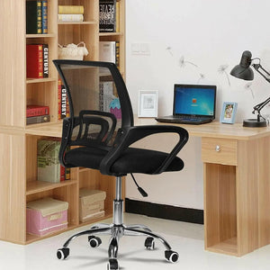SKY TOUCH Office Chair,Comfort Ergonomic Height Adjustable Desk Chair with Lumbar Support Backrest Black
