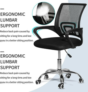 SKY TOUCH Office Chair,Comfort Ergonomic Height Adjustable Desk Chair with Lumbar Support Backrest Black