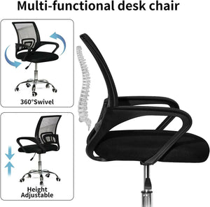 SKY TOUCH Office Chair,Comfort Ergonomic Height Adjustable Desk Chair with Lumbar Support Backrest Black