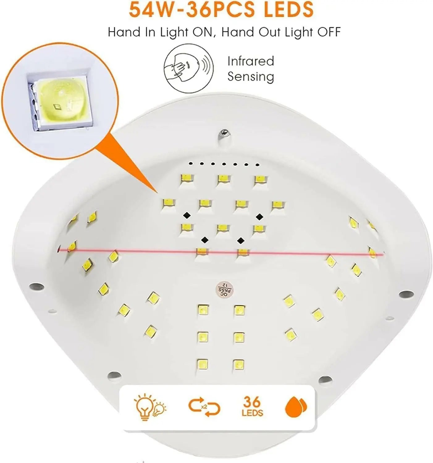 SKY-TOUCH Professional Gel Polish Led Nail Drying Lamp,Nail Dryer Sun X5 PlUS 54W Uv Led Nail Lamp For Professional Manicure Salon,Nails, Polish, Curing, Manicure, Pedicure,Nail Arts Tools, White